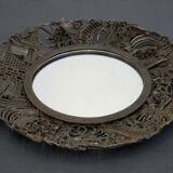 Brutalist metal mirror, 1950 - 52cm
