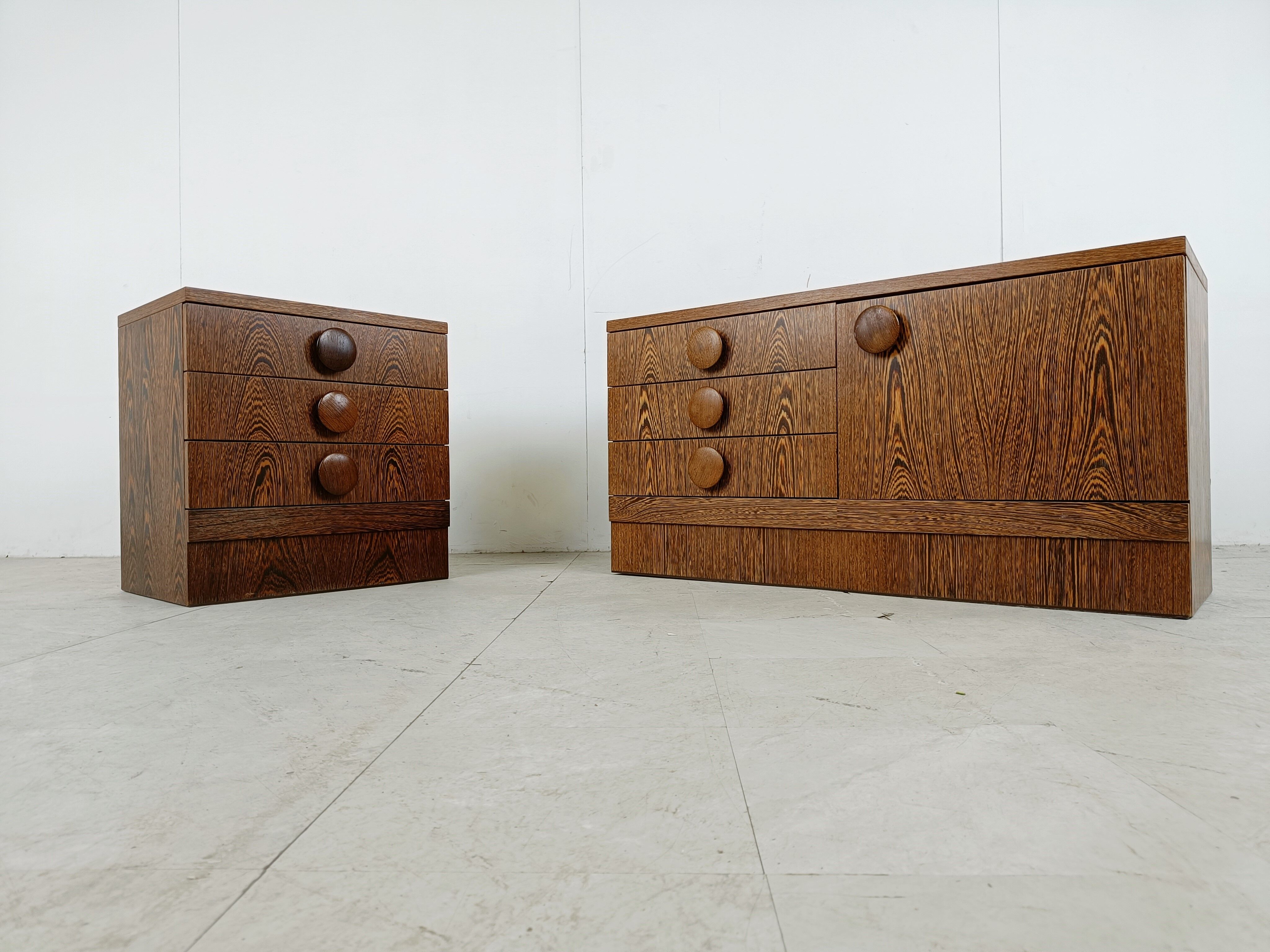 Set of brutalist cabinets, 1970s