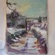 Oil on canvas, landscape under the snow, Jacques Wallart