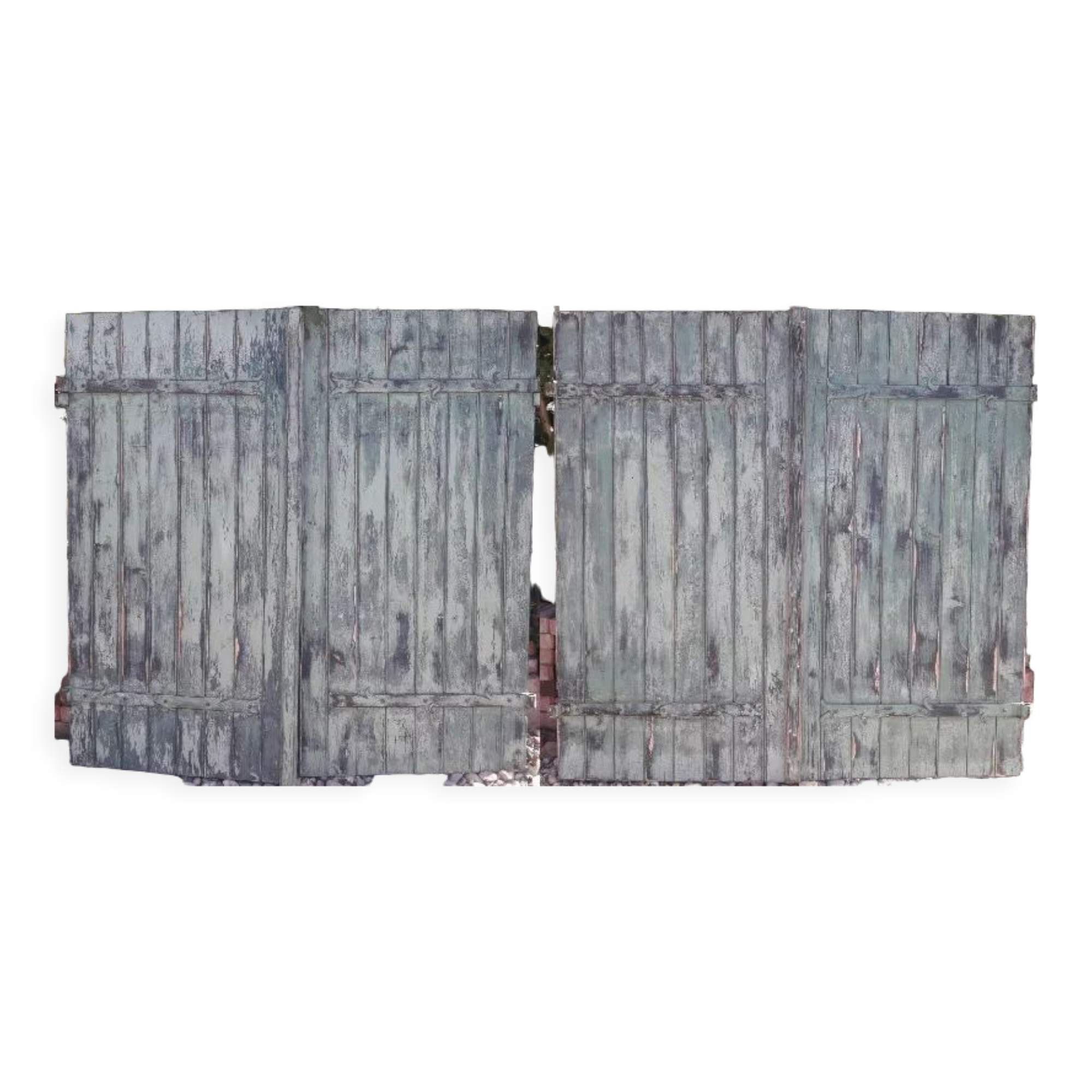 2 pairs of wooden shutters iron hinges