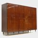 Grand armoire vintage moderne du milieu du siècle à 6 portes en teck, années 1960.