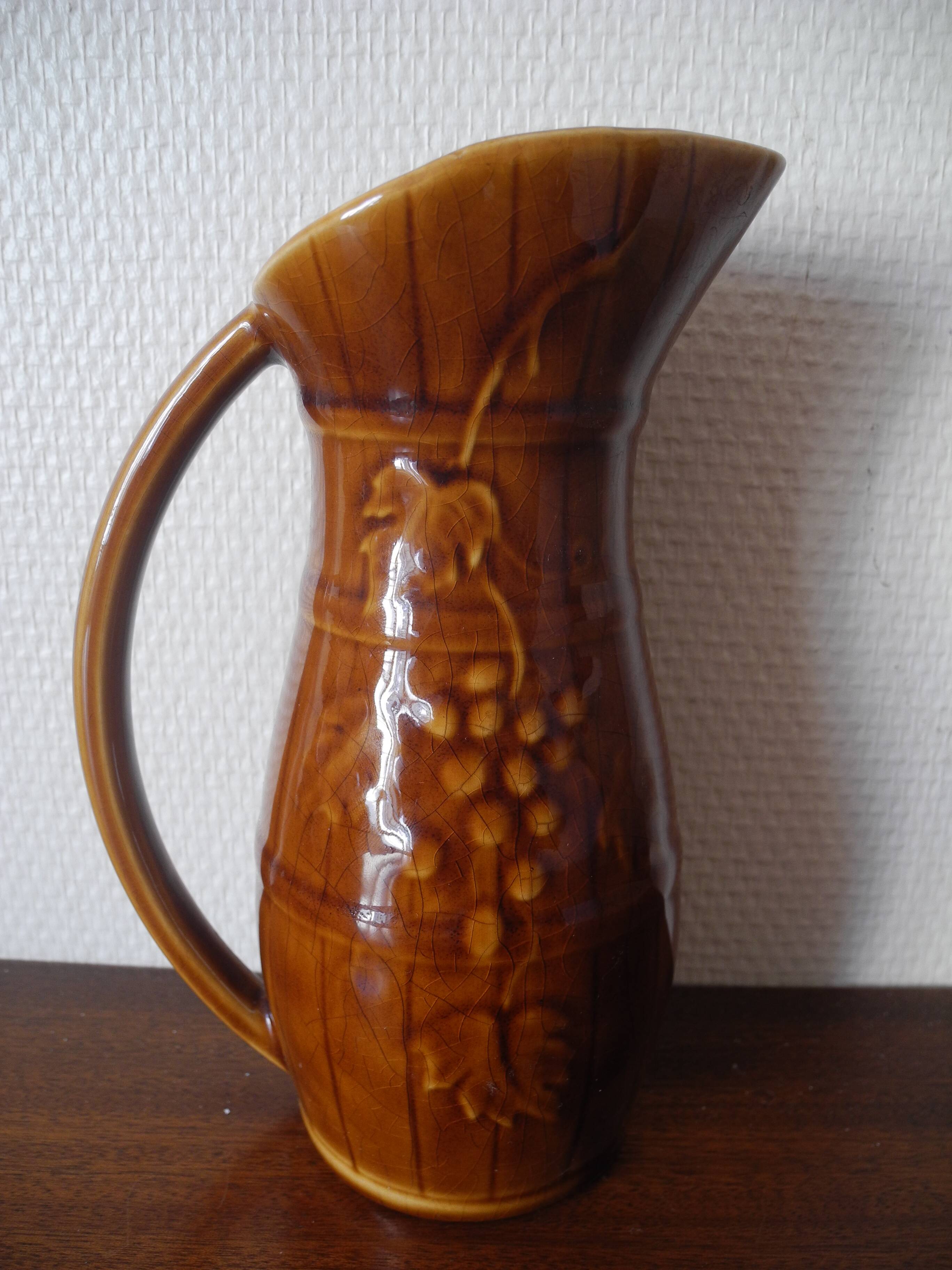old pitcher Sarreguemines Plouzeau Chinon wine old french pitcher wine