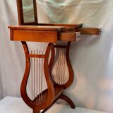 Marquetry dressing table with lyre-shaped feet original mirror dimension: h-72xl60pr35