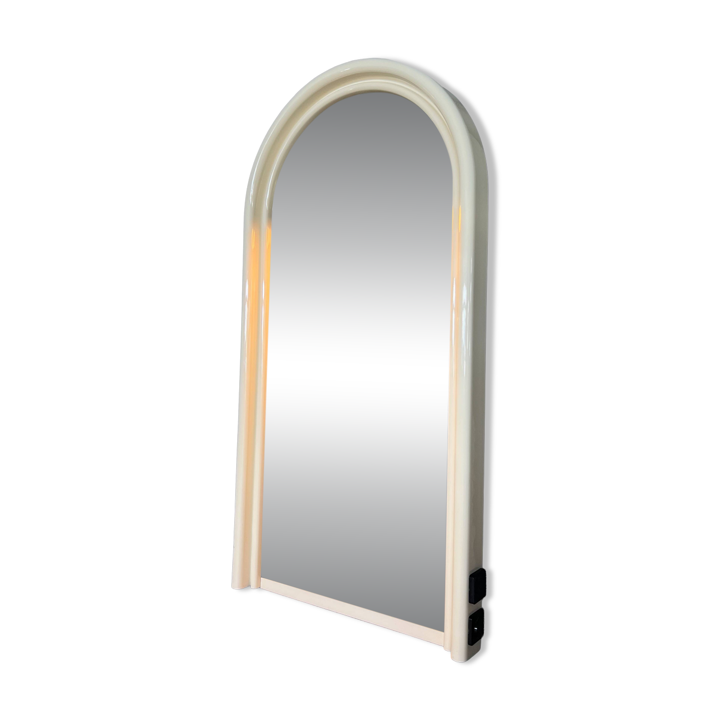 Vintage 1970s Illuminated Mirror with Built-In Socket