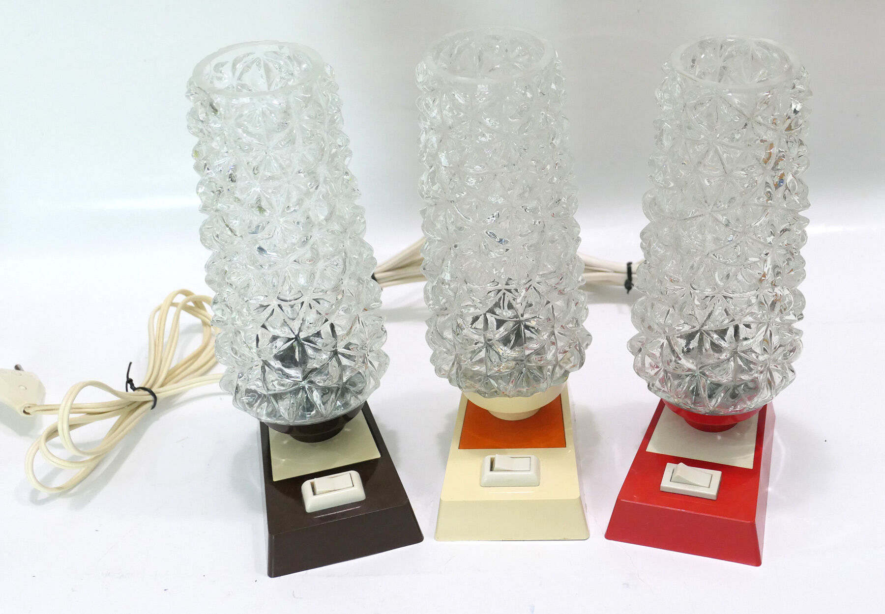 Trio of vintage bedside lamps 1960s-70s