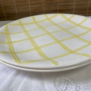 Set of 2 flat plates Salins yellow tiles diameter 24.3 cm