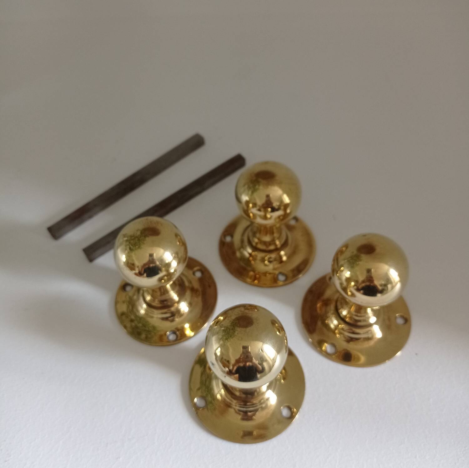 Round brass door handles