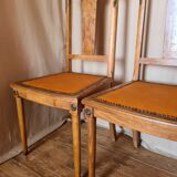 Lot Table & chaises en ronce de noyer