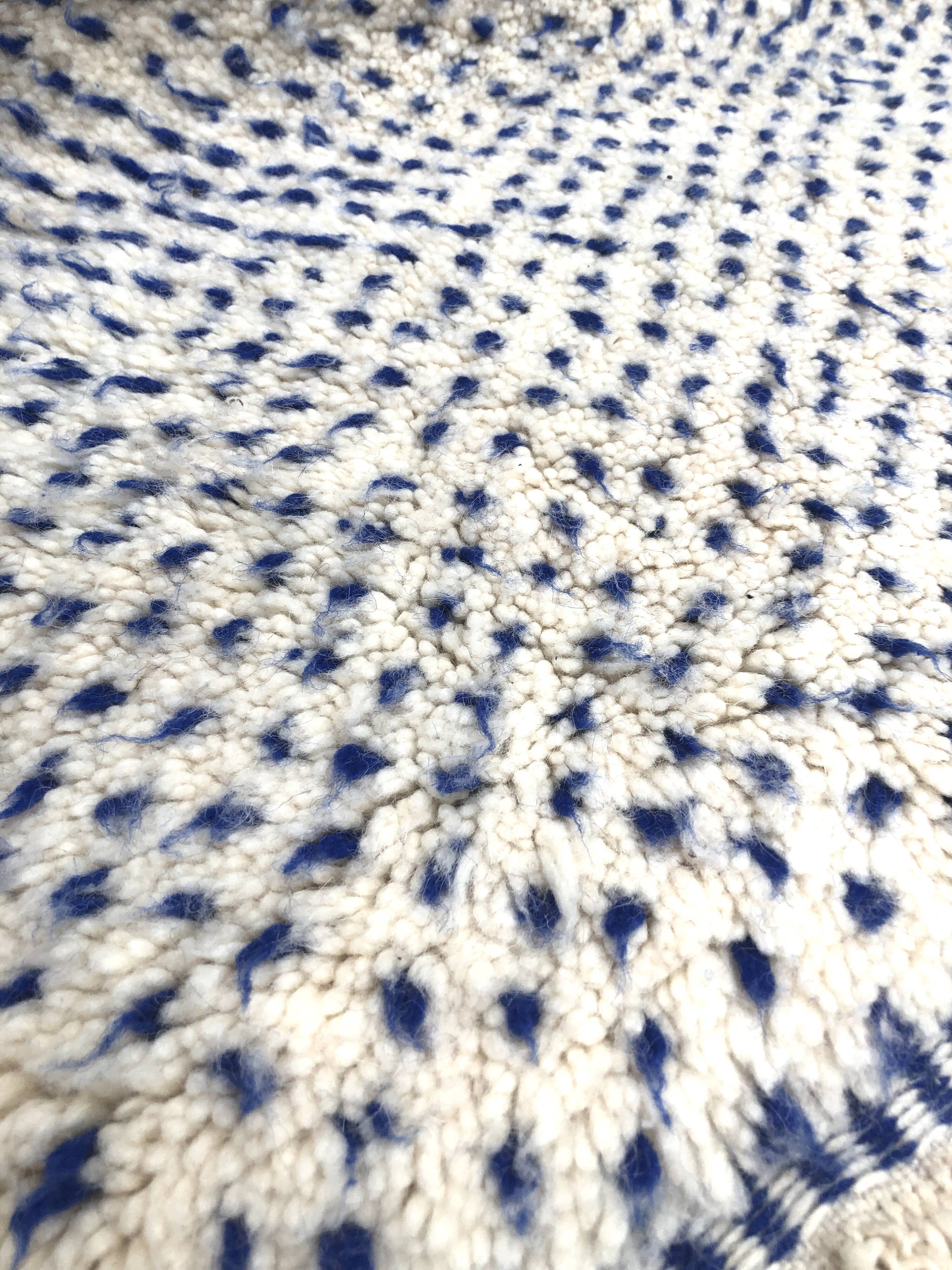 Moroccan Berber carpet Beni Ouarain speckled majorelle blue 3,01x2m
