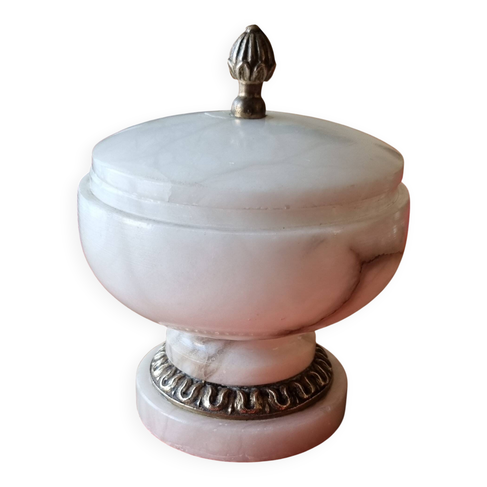 Vintage alabaster and copper candy box