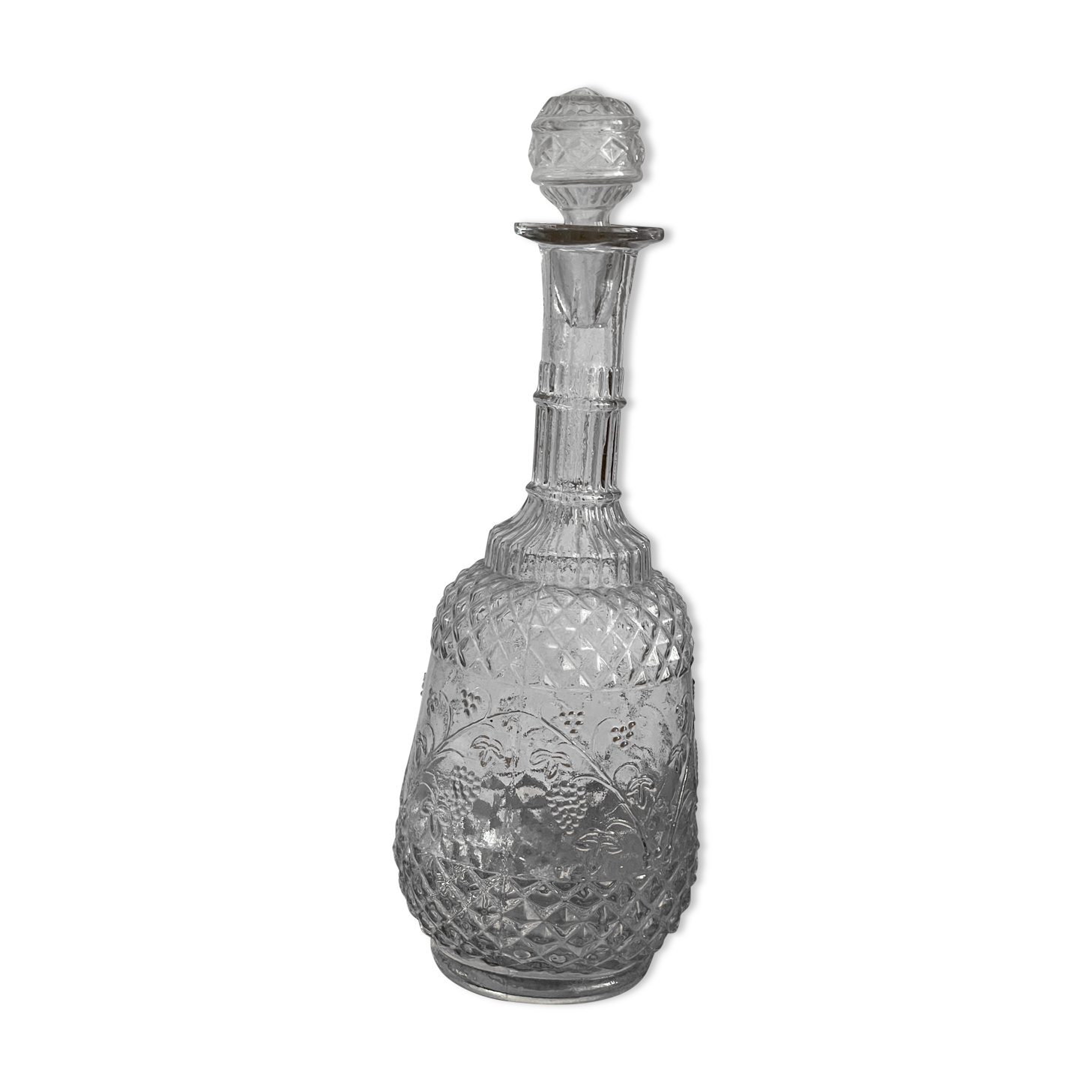 Carafe à vin en verre ciselé  transparent vintage