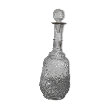 Vintage transparent chiseled glass wine decanter