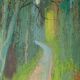 Huile sur panneau originale du milieu du siècle – « Country Lane »