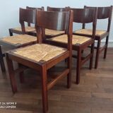 Elm and straw chairs by Maison Regain