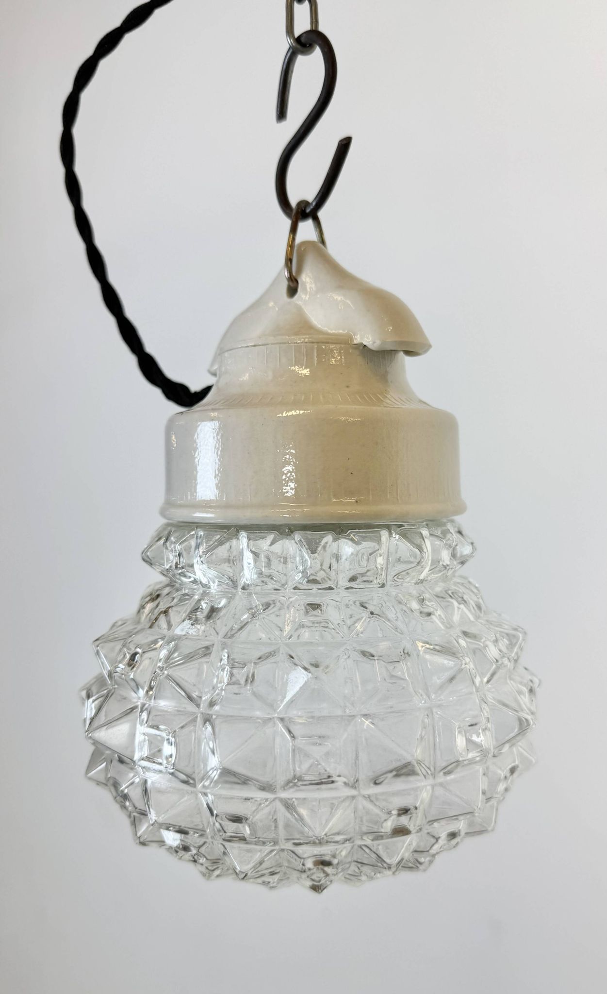 Vintage White Porcelain Pendant Light, 1970s