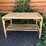 Vintage coffee table in bamboo and rattan