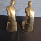 Brass bookend after rodin's "thinker"