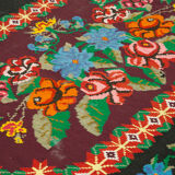 Handwoven Vintage Flatweave Black Kilim 216 cm