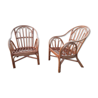 Pair of rattan armchairs