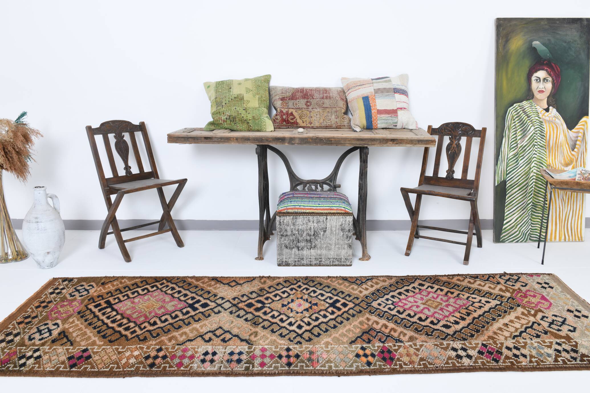 3x10 blue & brown persian runner rug, 91x295cm sk 18084 free shipping