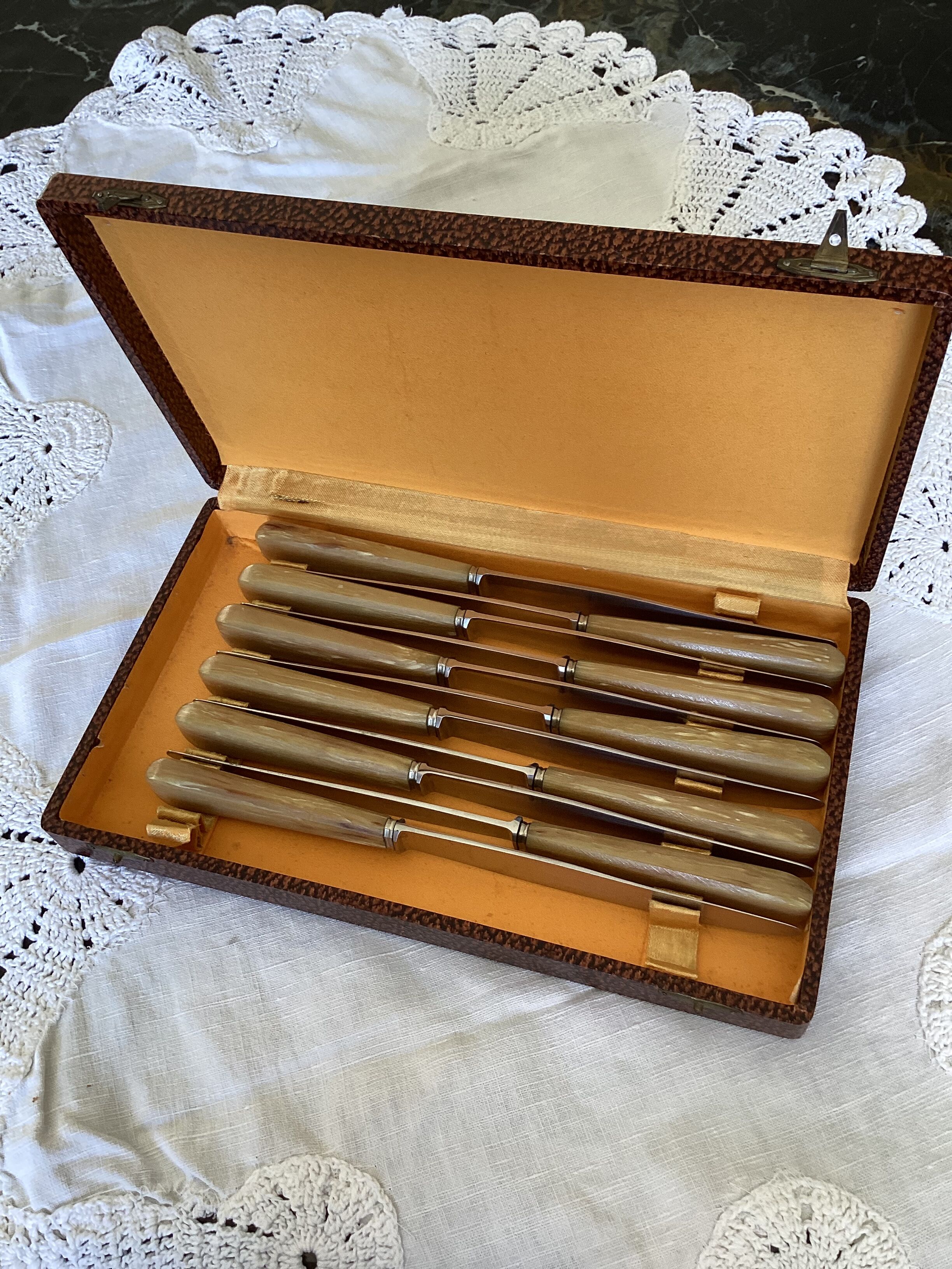 Set of 11 Apollonox table knives in a box