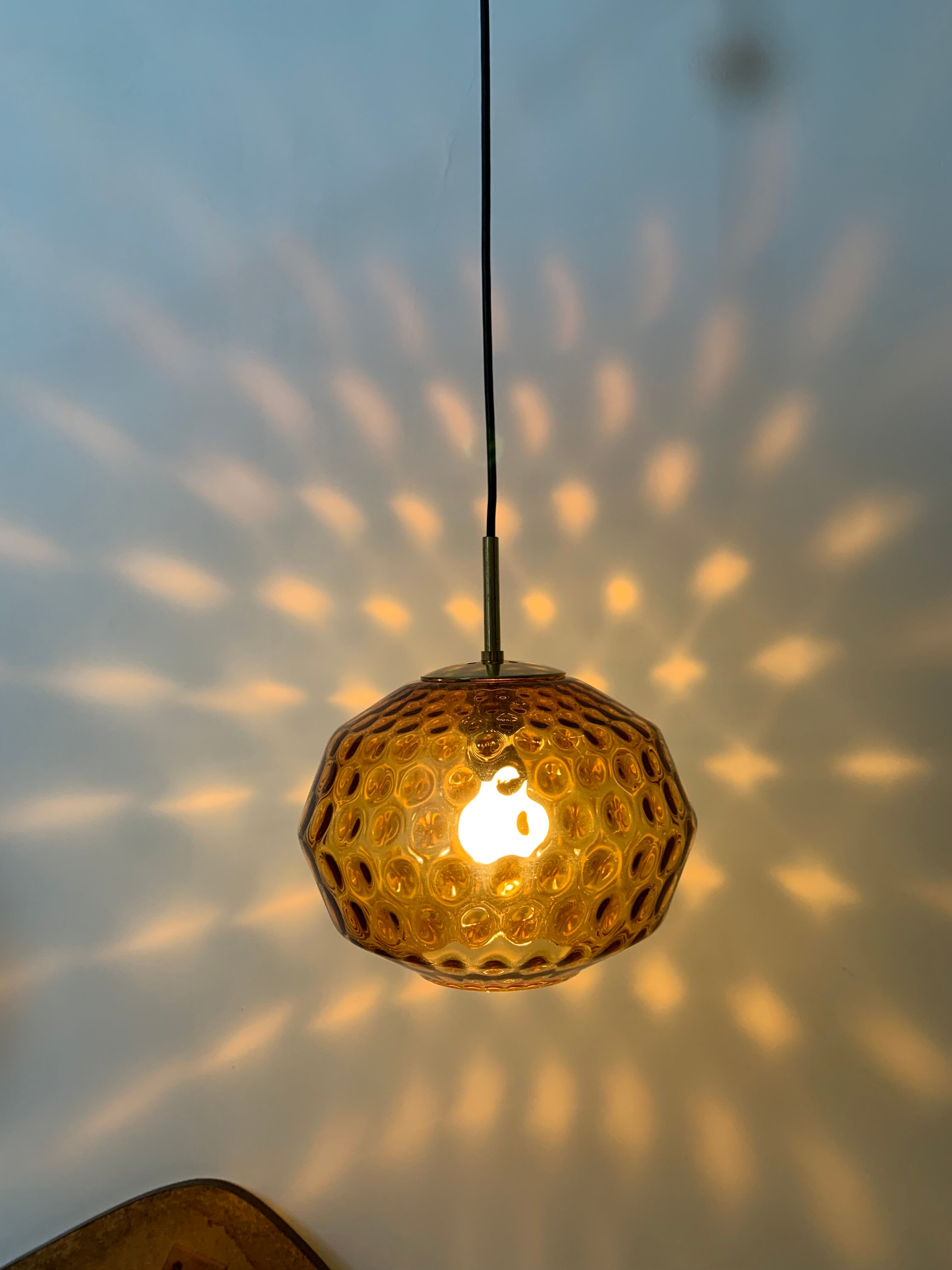 Limburg Glashutte glass hanging lamp , 1970