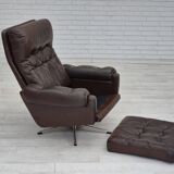 1970s, Danish swivel chair, original condition, brown furniture leather.
