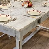 7 flat plates in white and red burgundy porcelain vintage Badonviller model Louise