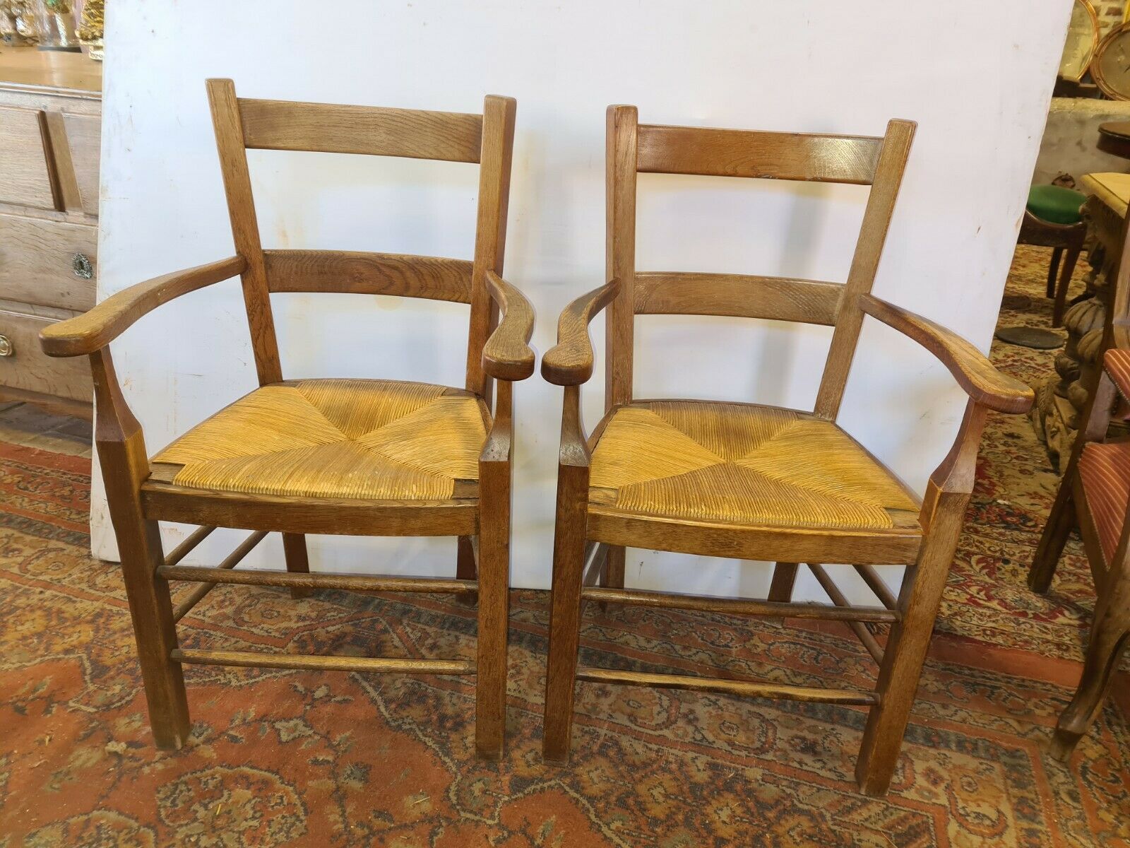 Oak mulched armchairs