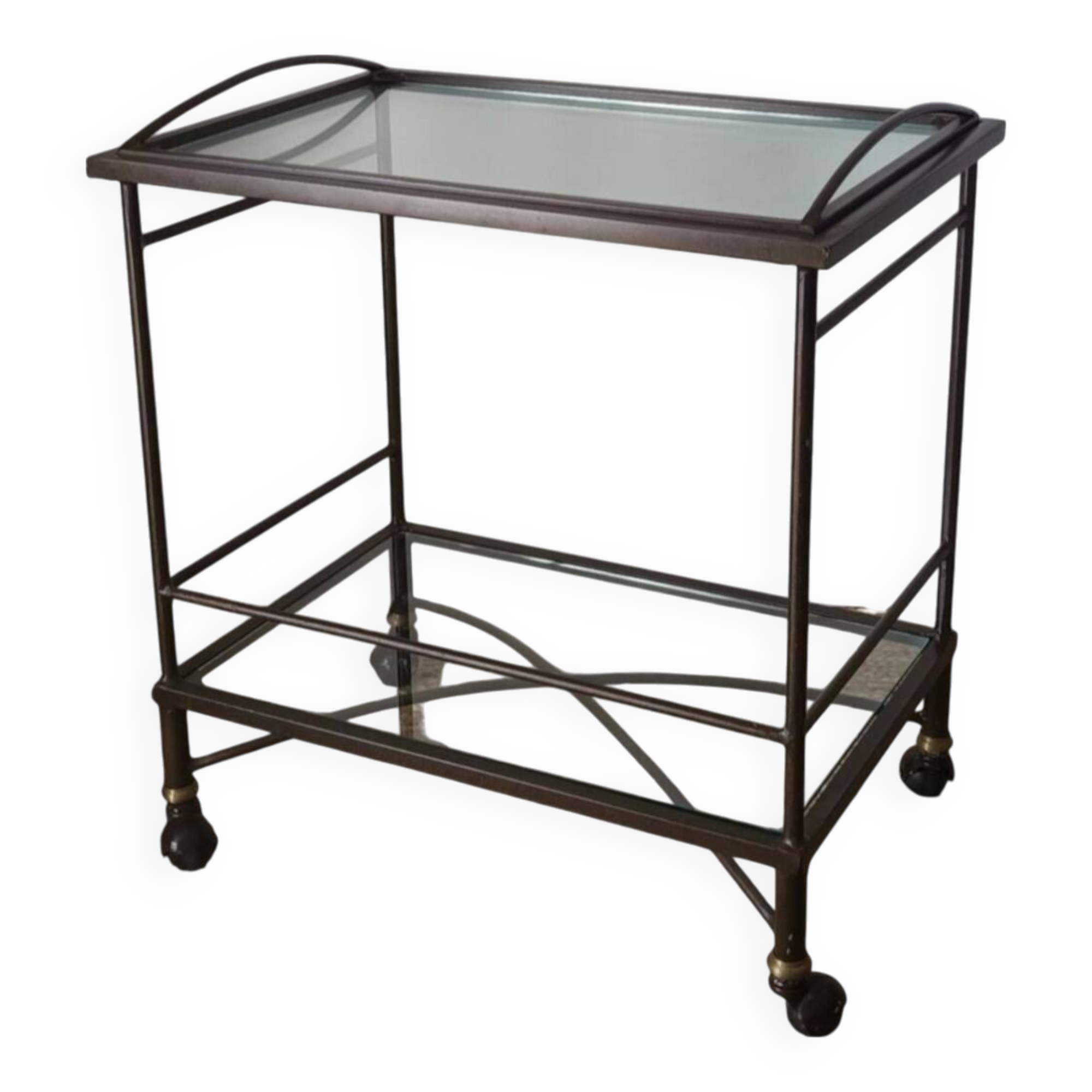 Vintage metal and glass serving cart
