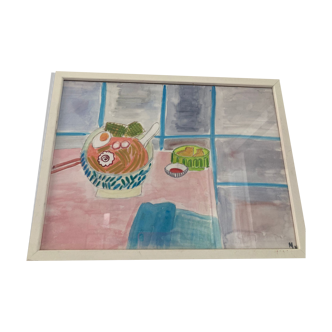 Illustration of a Ramen in watercolor