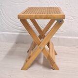 Cinq tabourets viennois vintage en paille