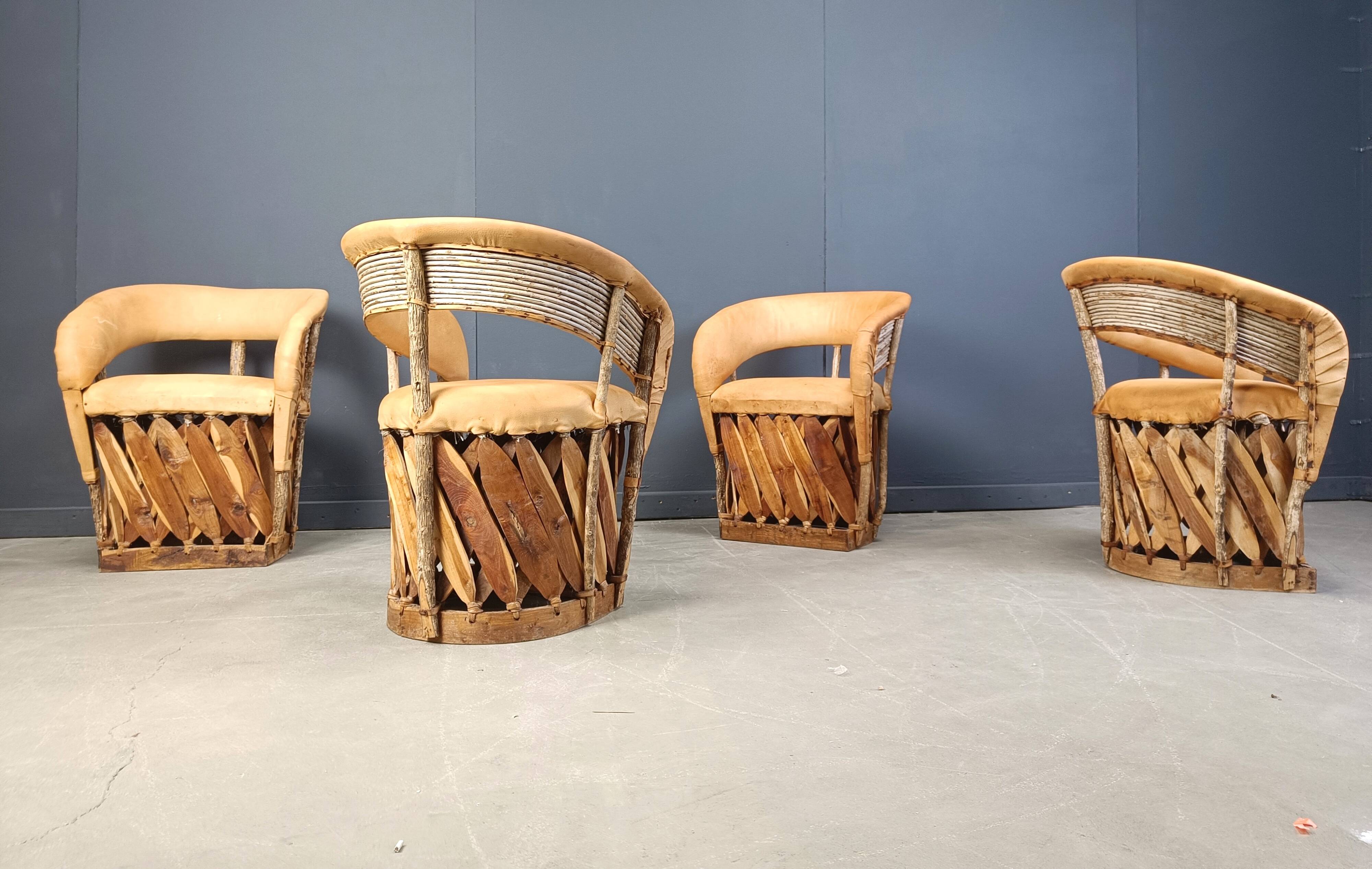 Vintage art populaire mexican dining chairs set of 6, 1970s