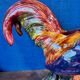 Ceramic sculpture of a rooster from Bavent, glazed terracotta, 1960.