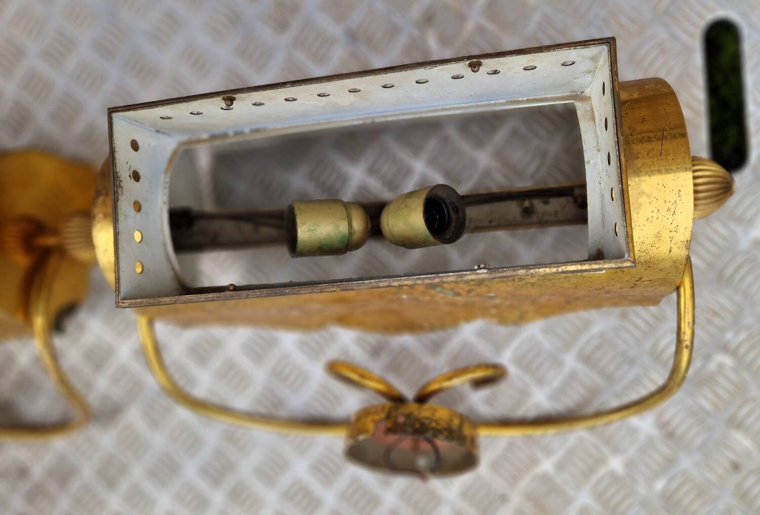 Pair of gilded brass wall lights, 1970s