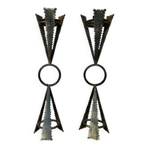 Paire de bougeoirs brutalistes - acier