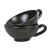 Set de 2 tasses en grès poterie artisanale vintage, 1980