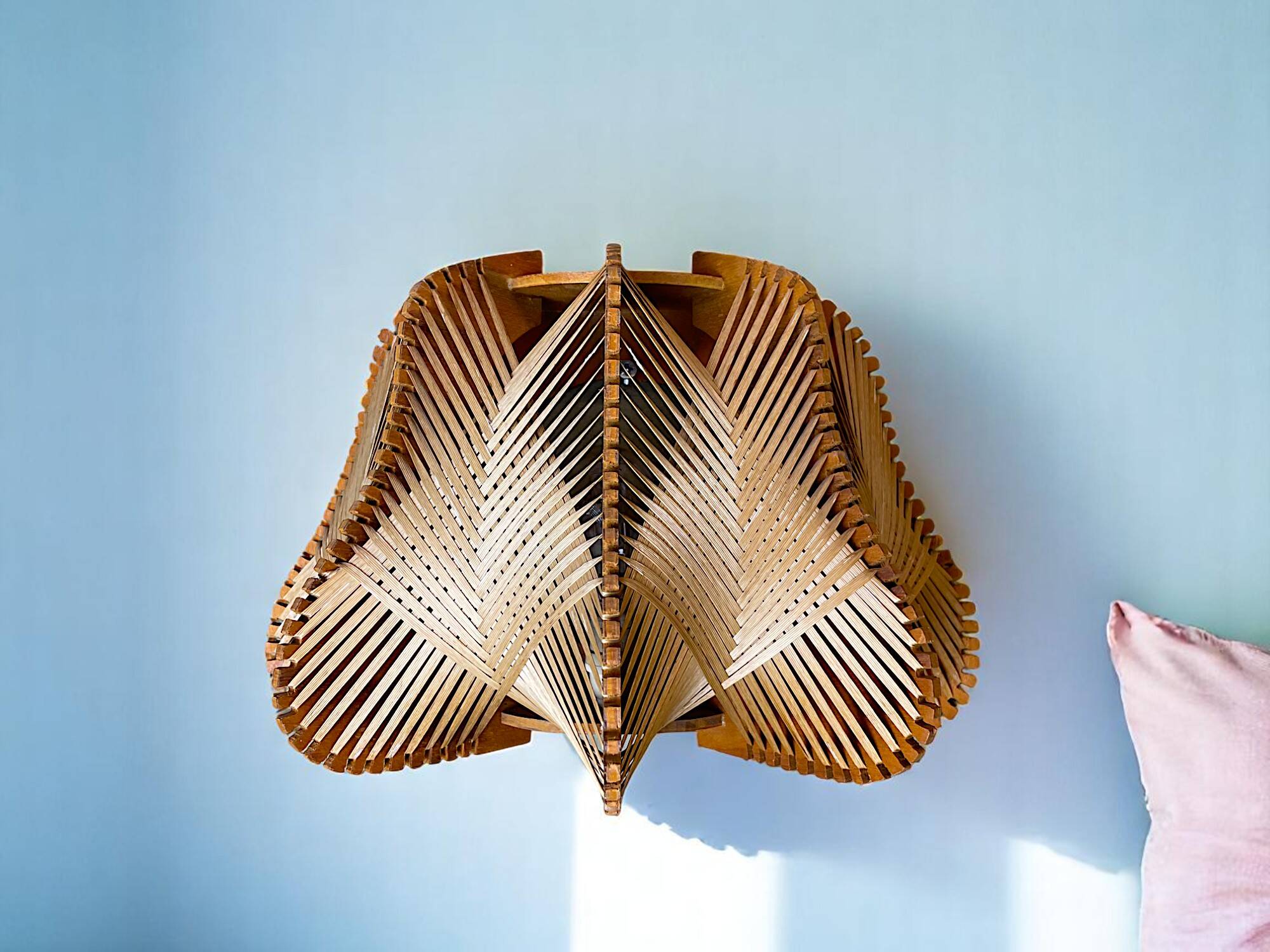 Pair of wooden light wall sconces for bedroom