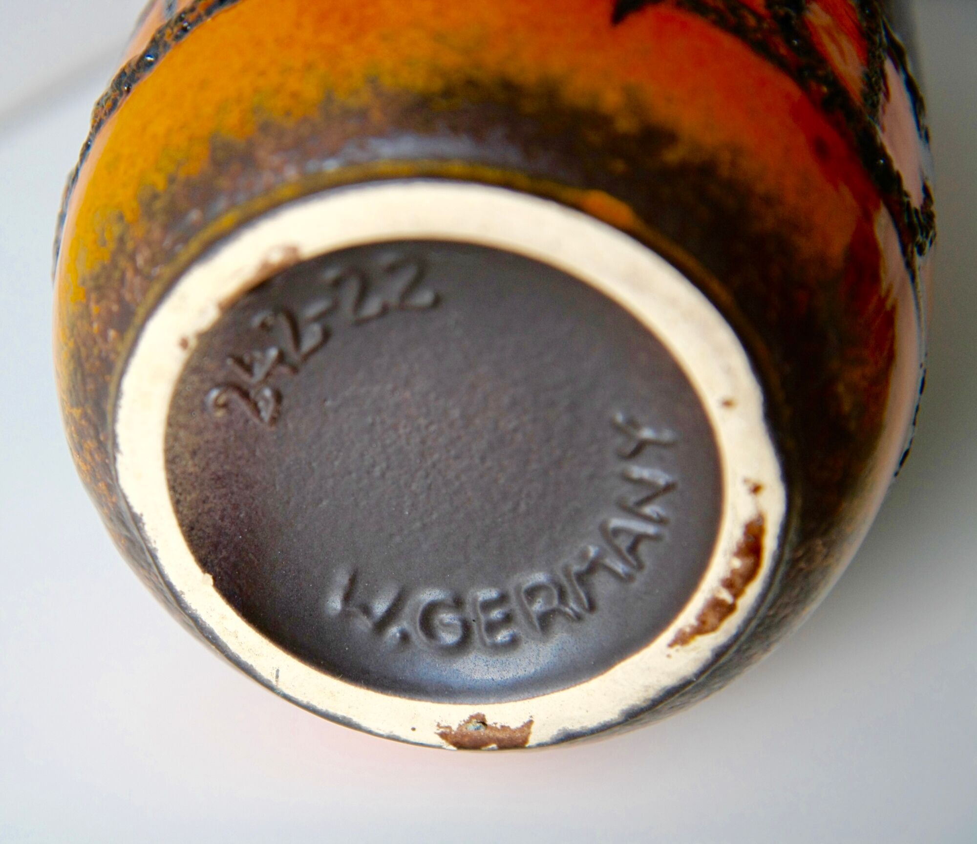 Vintage ceramic vase fat lava, West Germany, h. 22 cm.
