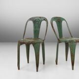 Set of 4 Vintage green Model A Chairs from Tolix, France, 1950s