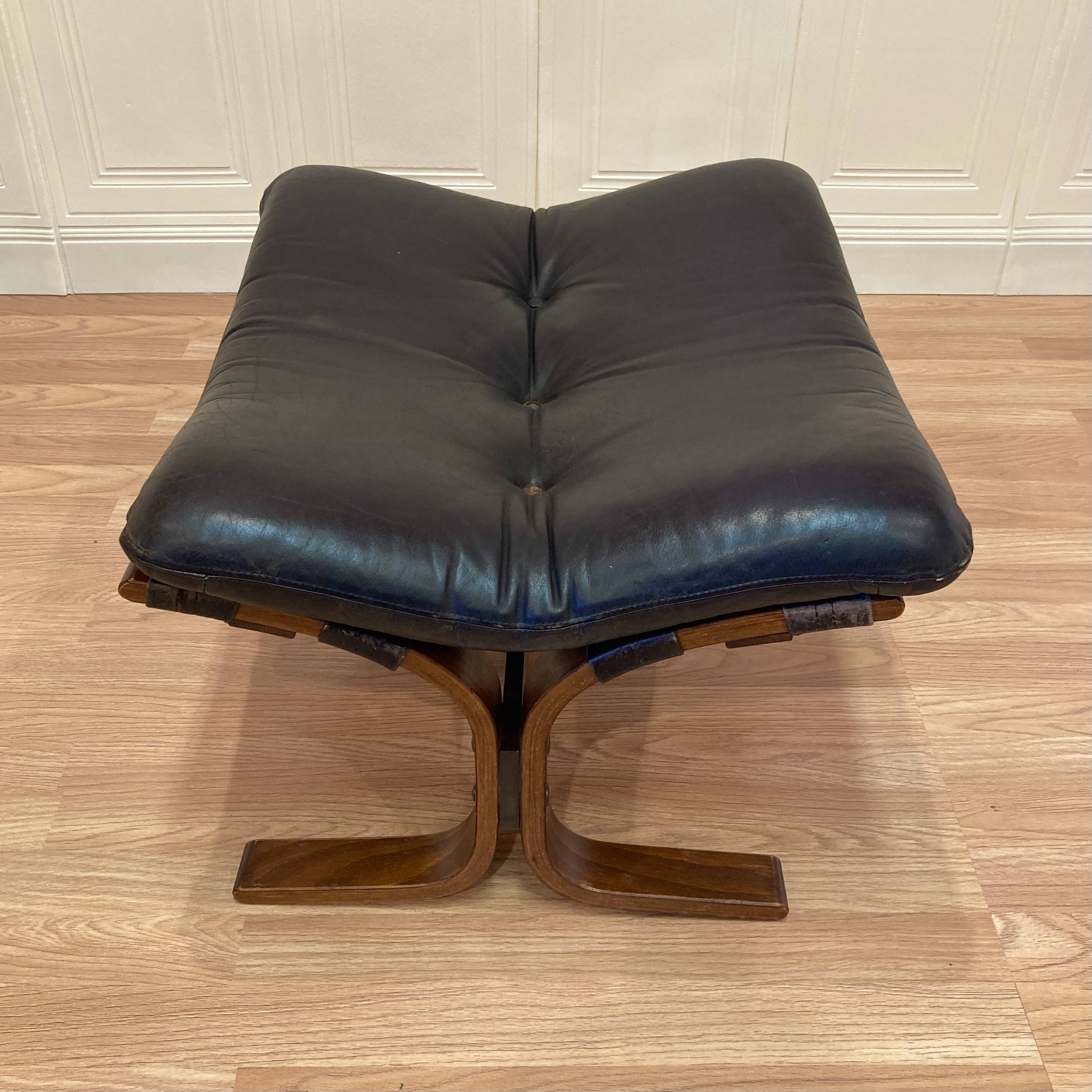 Leather ottoman "Scandinavian design" 1960