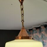 Old copper and opaline chandelier