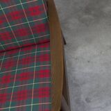 Scandinavian teak armchair, 1960s, demountable, with tartan fabric