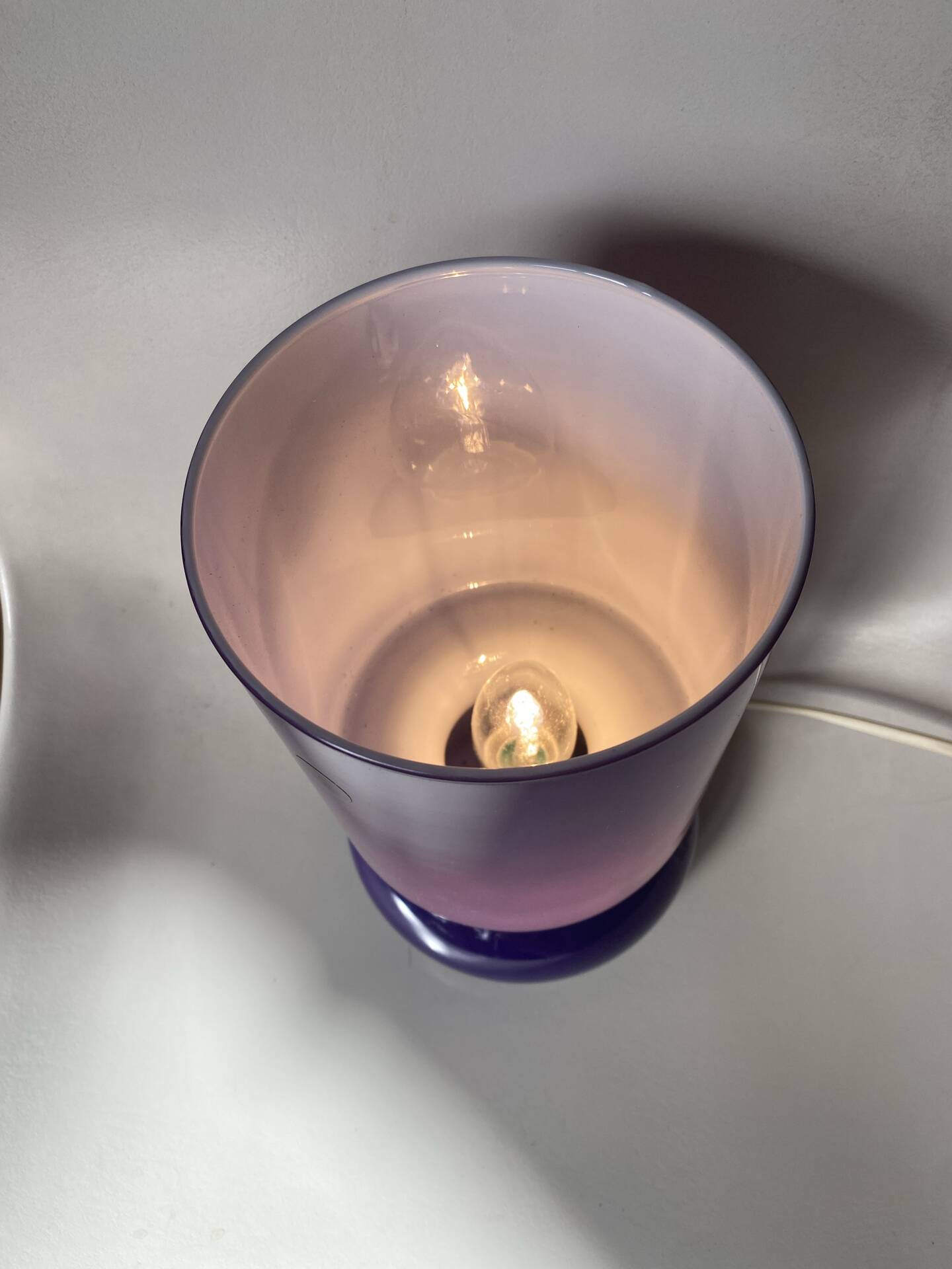 Vintage IKEA lamp, a purple glass lantern.