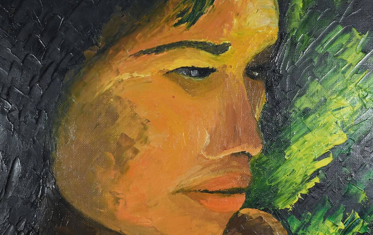 Important Oil on Canvas “La Tahitienne” signed Morillon – 1985