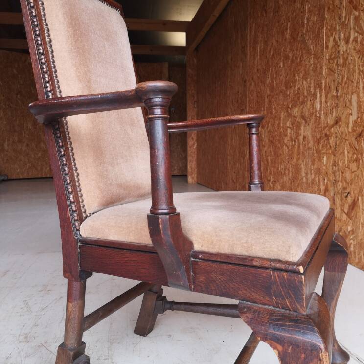 3 fauteuils chippendale en chêne massif, XIXème siècle