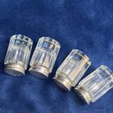 Individual salt shakers in 800 silver with two hallmarks and fluted crystal