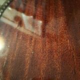Varnished pedestal table brown color 3 feet classic style 1970s to 3 feet