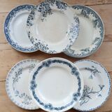 Mismatched vintage flat plates in ironstone - Blue decor