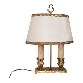 Hot water bottle lamp 2 burners in gilded brass